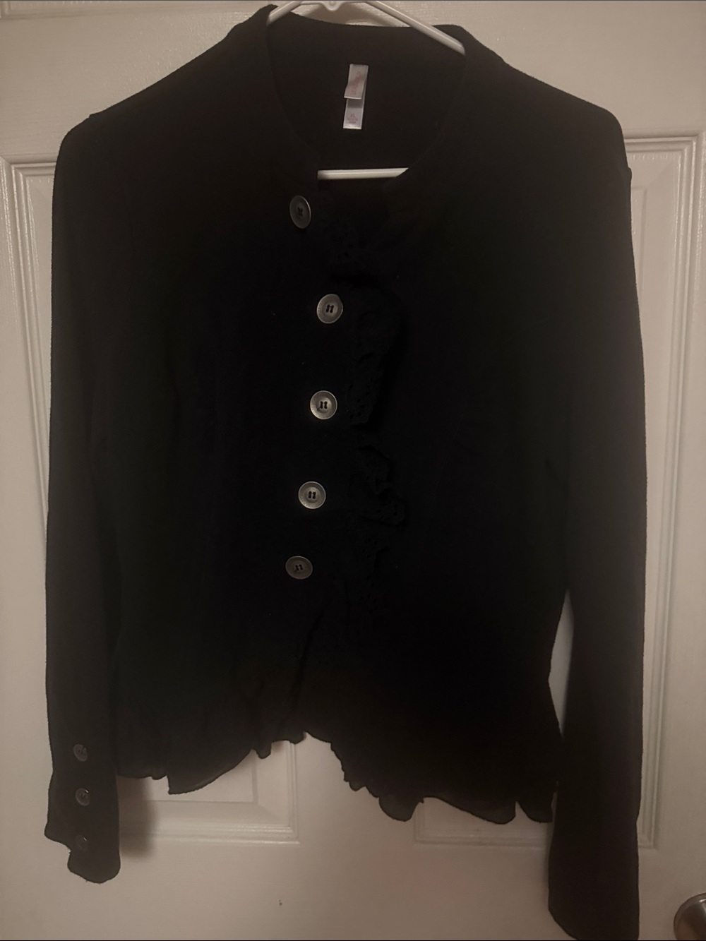 Xhilaration Black Women's Button-Up Ruffle Edge Blazer